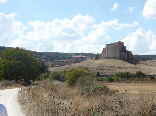 Our destination today - 6 hours of walking. This is Atapuerca population 202 (was 200 sixteen years ago). Typical of so many ancient villages - a huge church in the center of a very quiet village with many flower boxes and a single cafe, serving good coffee and fresh bread!
