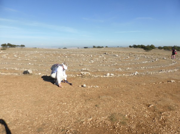 Here Mutti adds a stone for each of our families. Dad spent a few moments walking a few of the inner circles, he felt it very moving to think of the thoughts and situations behind the stones placed so long ago.