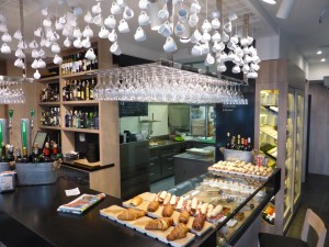 An upscale pintos bar...(we know it as tapis - a diagonal slice of French bread with all sorts of different meats, cheeses, veggies, fish, you name it. Three is a meal.