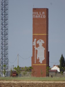 More on the ancient but so very effective irrigation system later, but here is a modern water tower with greetings to the pilgrams!