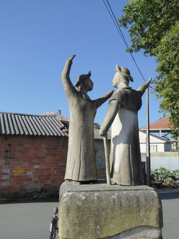 Not too sure about why the nun is dancing with the pilgrim here but it is an interesting Camino statue.