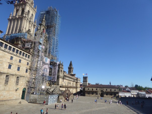 The view of the square in front of the Cathedral  of Santiago, the exact 