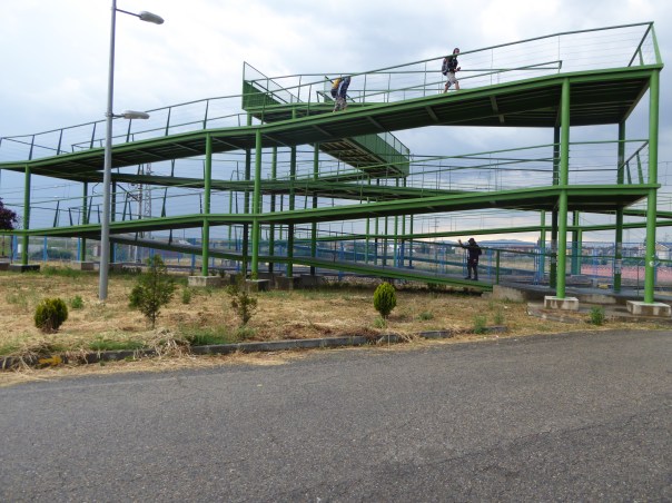Over a thousand feet of walking to get safely across 10 feet of tracks! 