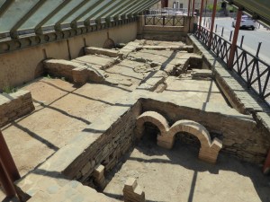 Excavitation of Roman buildings which showed remarkable engineering: including heated water and heated floors, separate areas for spas, cooking and sleeping. 